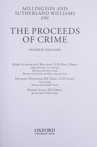 Millington and Sutherland Williams on The Proceeds of Crime