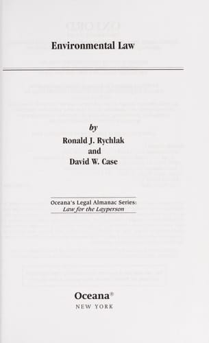 Environmental Law (OCEANA'S LEGAL ALMANAC SERIES)