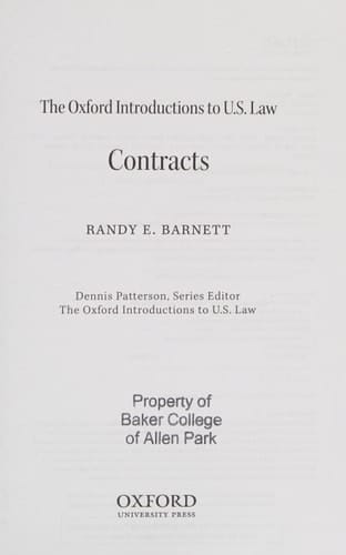 The Oxford Introductions to U.S. Law: Contracts