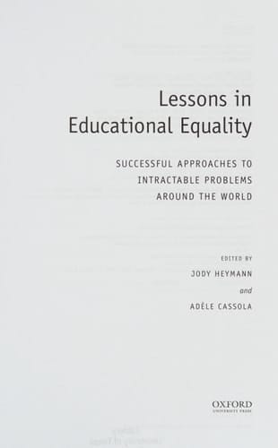 Lessons in Educational Equality: Successful Approaches to Intractable Problems Around the World