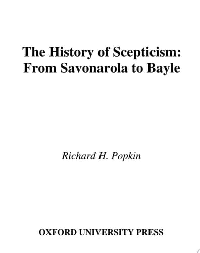 The History of Scepticism: From Savonarola to Bayle