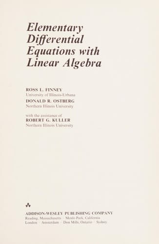 Elementary Differential Equations With Linear Algebra