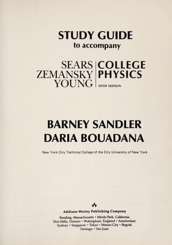 Study Guide to Accompany College Physics