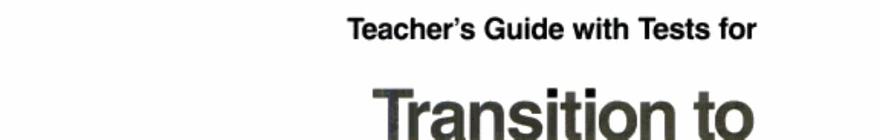 Teansition to College Mathematics Teachers Guide with Test