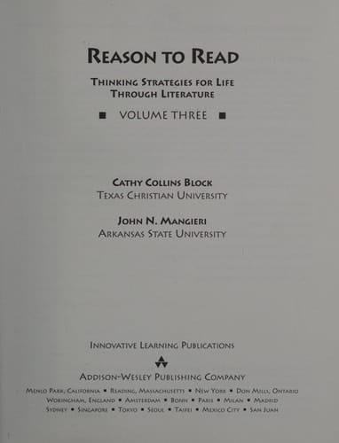 Reasons to Read: Thinking Strategies for Life Through Literature (Volume One)