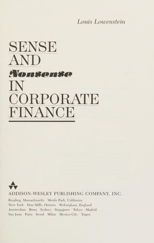 Sense And Nonsense In Corporate Finance