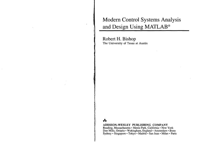 Modern Control Systems Analysis and Design Using Matlab