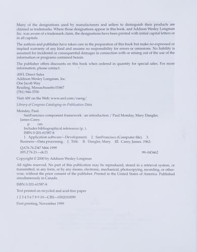 SanFrancisco(TM) Component Framework: An Introduction