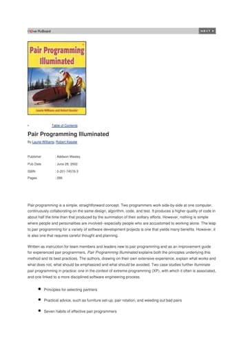 Pair Programming Illuminated