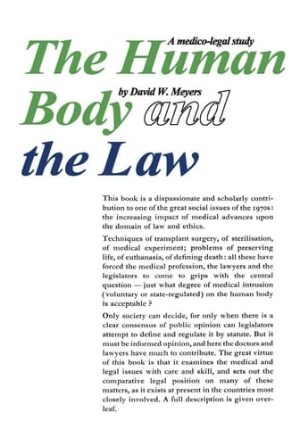 The Human Body and the Law: A Medico-legal Study