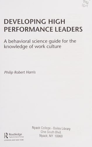 Developing high performance leaders