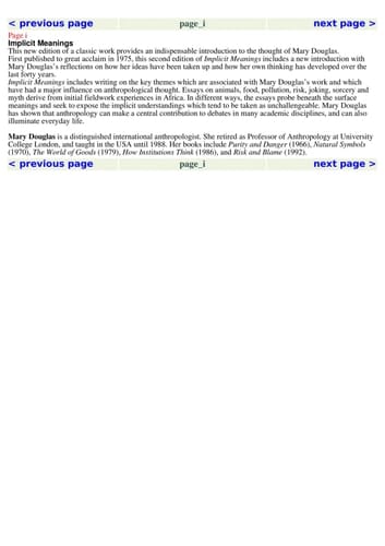 Implicit meanings: selected essays in anthropology