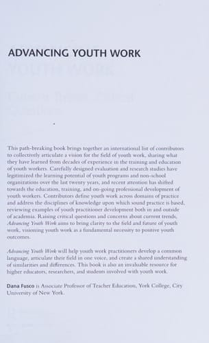Advancing Youth Work: Current Trends, Critical Questions