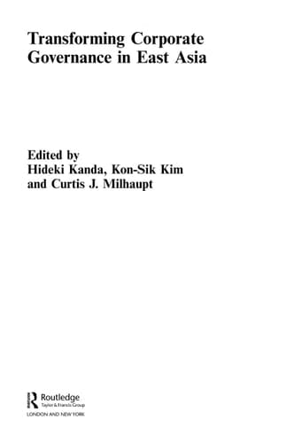 Transforming Corporate Governance in East Asia
