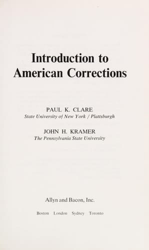 Introduction to American corrections (Holbrook Press criminal justice series)