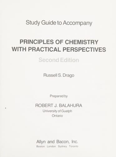 Principles of Chemistry with Practical Perspectives: Study Gde