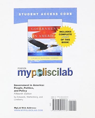 MyPoliSciLab with Pearson eText -- Standalone Access Card -- for Government in America: People, Politics, and Policy (15th Edition)
