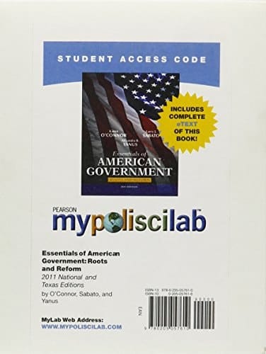 MyPoliSciLab with Pearson eText -- Standalone Access Card -- for Essentials of American & Texas Government: Roots and Reform (2011 National and Texas Editions) (10th Edition)