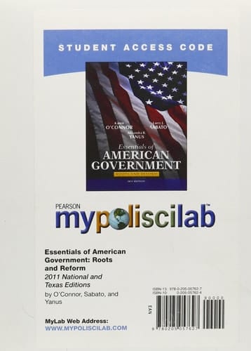 MyPoliSciLab without Pearson eText -- Standalone Access Card -- for Essentials of American & Texas Government: Roots and Reform (2011 National and Texas Editions) (10th Edition)