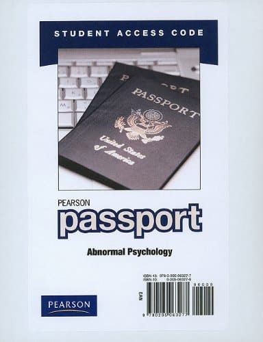 Abnormal Psychology: Pearson Passport Student Access Code Card