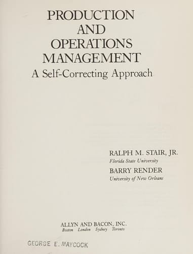 Production and operations management: A self-correcting approach