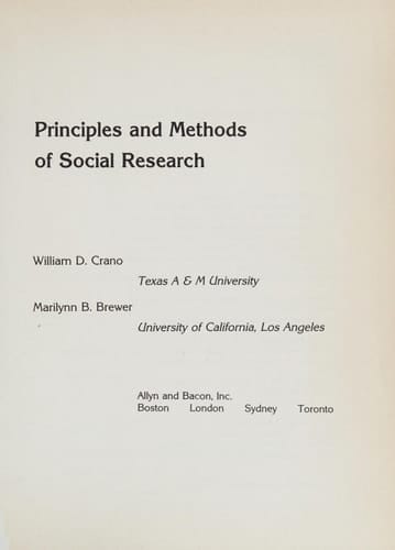 Principles and Methods of Social Research