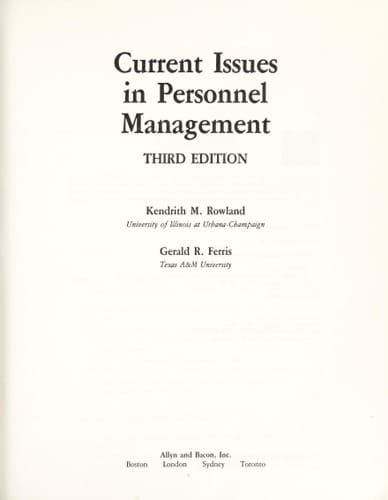 Current issues in personnel management