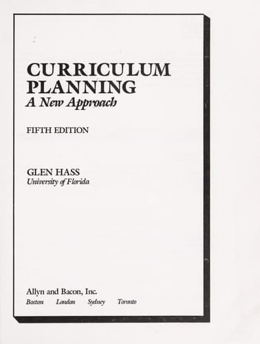 Curriculum Planning: A New Approach