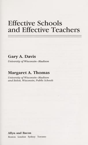 Effective Schools and Effective Teachers