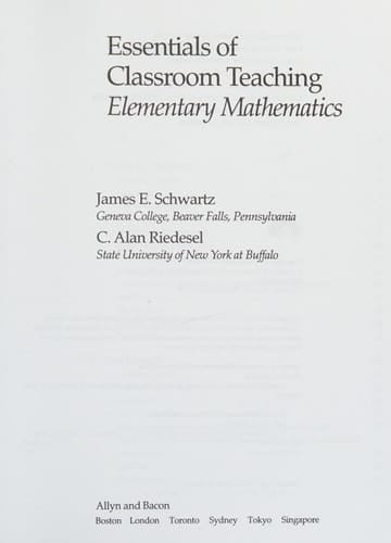 Essentials of Classroom Teaching: Elementary Mathematics