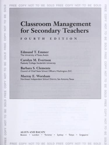 Classroom Management for Secondary Teachers: Examination Copy