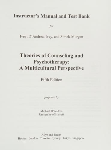 Instructor's Manual and Test Bank for Theories of Counseling, 5th Ed.