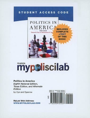 MyPoliSciLab with Pearson eText -- Standalone Access Card -- for Politics in America (8th Edition)