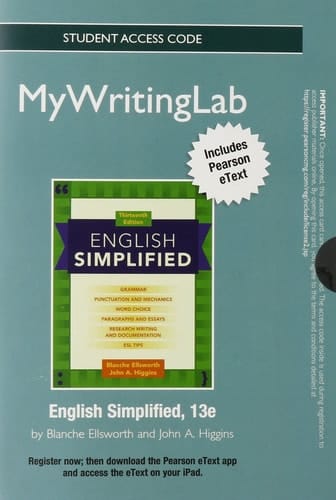 NEW MyWritingLab with Pearson eText -- Standalone Access Card -- for English Simplified (13th Edition)