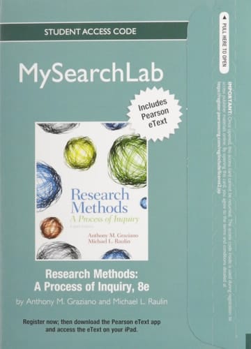 MyLab Search with Pearson eText -- Standalone Access Card -- for Research Methods: A Process of Inquiry (8th Edition) (MySearchLab (Access Codes))