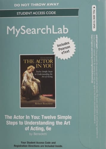 MyLab Search with Pearson eText -- Standalone Access Card -- for The Actor In You: Twelve Simple Steps to Understanding the Art of Acting (6th Edition)