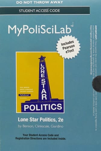 NEW MyLab Political Science with Pearson eText--Standalone Access--Lone Star Politics (2nd Edition)
