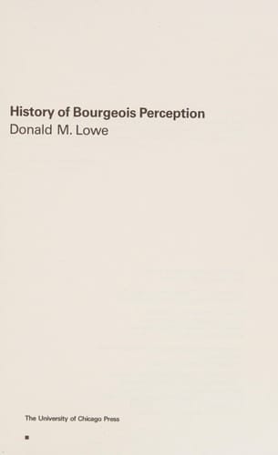History of Bourgeois Perception