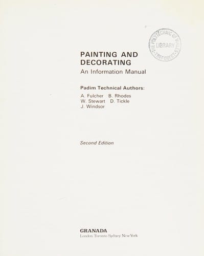 Painting and Decorating An Information Manual