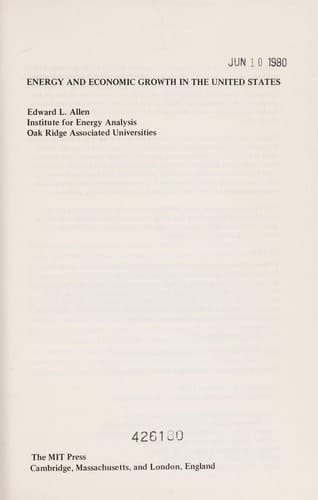 Energy and Economic Growth in the United States