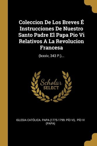 Coleccion De Los Breves É Instrucciones De Nuestro Santo Padre El Papa Pio Vi Relativos A La Revolucion Francesa (lxxxiv, 343 P.)...