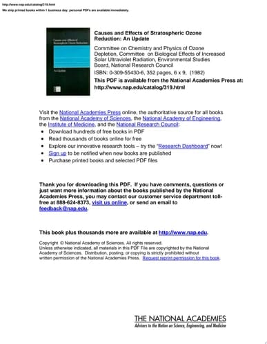 Causes and Effects of Stratospheric Ozone Reduction An Update