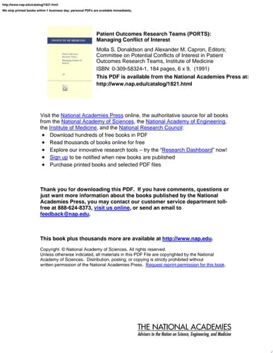 Patient Outcomes Research Teams (PORTS) Managing Conflict of Interest