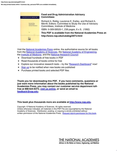 Food and Drug Administration Advisory Committees