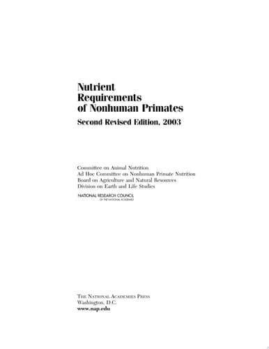 Nutrient Requirements of Nonhuman Primates Second Revised Edition
