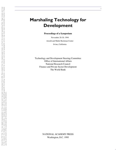 Marshaling Technology for Development Proceedings of a Symposium