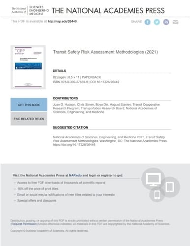 Transit Safety Risk Assessment Methodologies