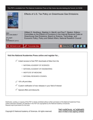 Effects of U.S. Tax Policy on Greenhouse Gas Emissions