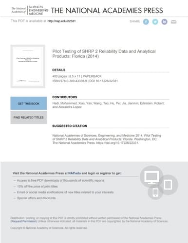 Pilot Testing of SHRP 2 Reliability Data and Analytical Products: Florida