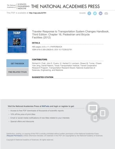 Traveler Response to Transportation System Changes Handbook, Third Edition: Chapter 16, Pedestrian and Bicycle Facilities